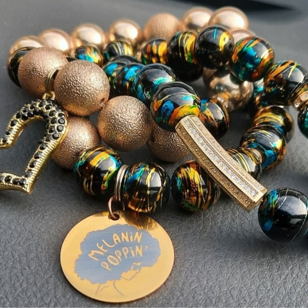 Custom made 3 strand stretch bracelet